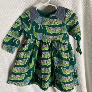 Pink Chicken New York Green Peacock Print Dress